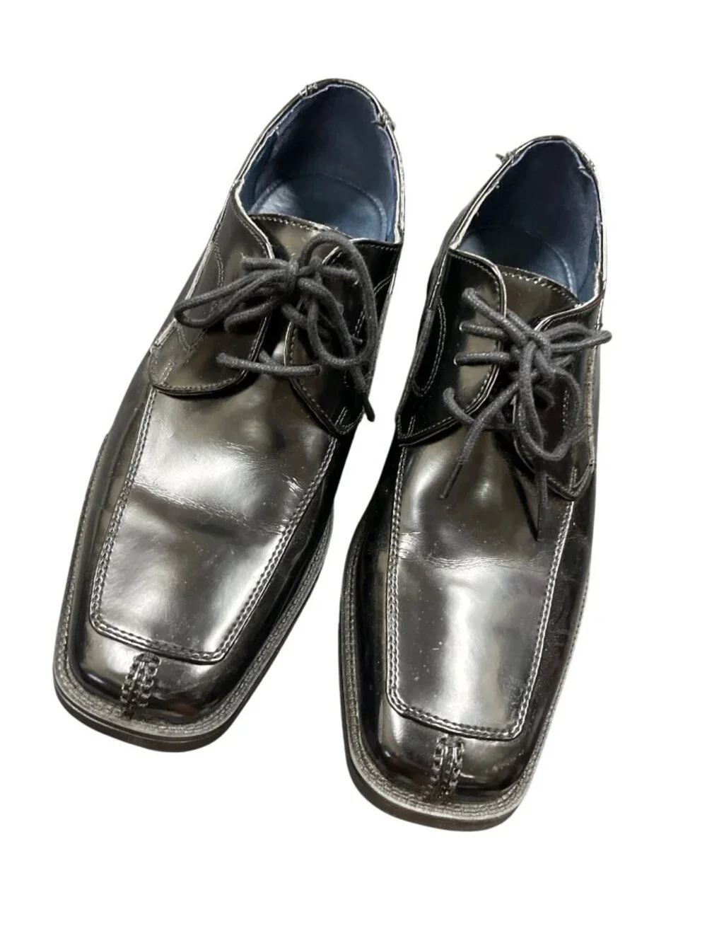 Bacco Bucci mens black leather square toe oxford dress shoes sz 9.5 SKU 10-663